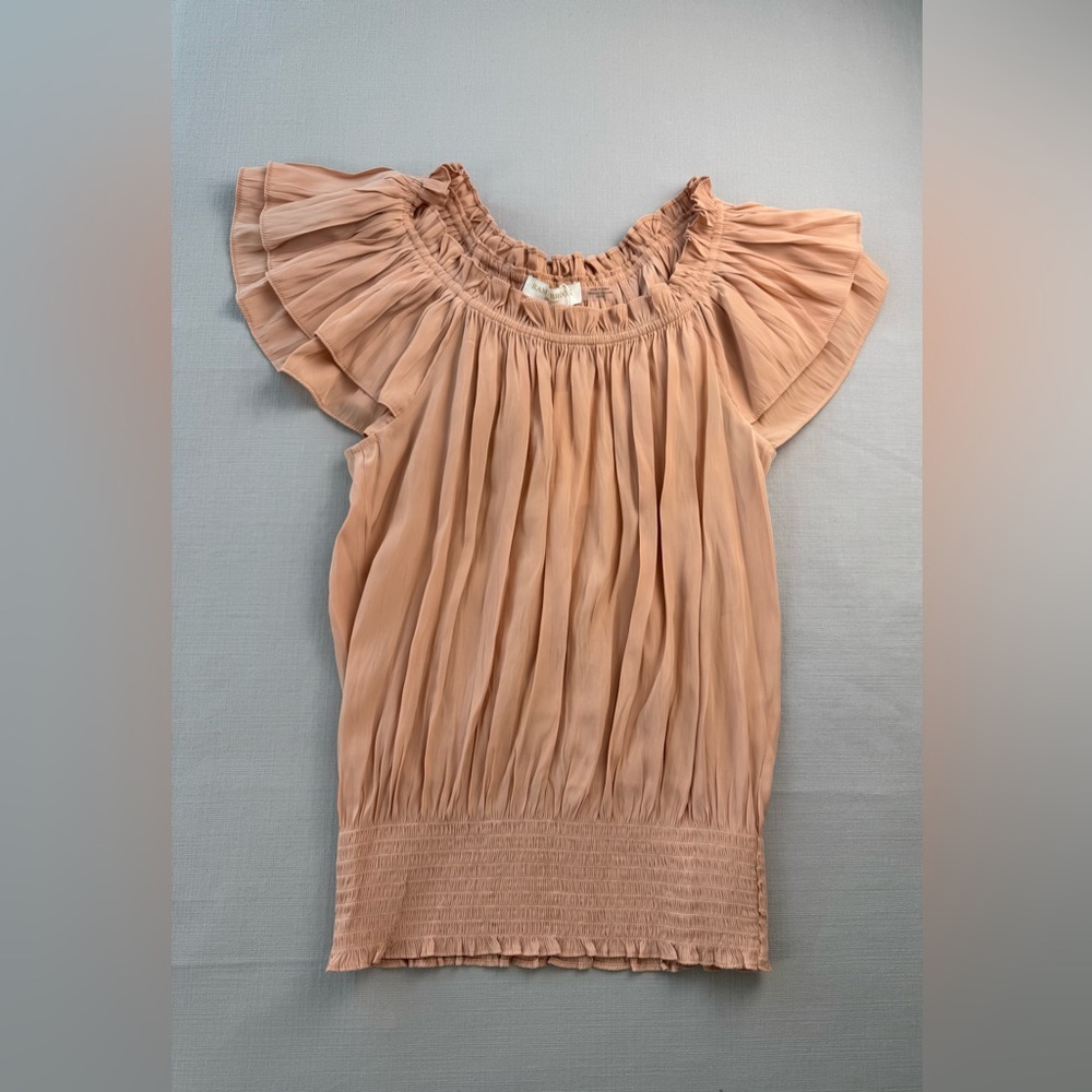 Ramy Brook Womens Blush Pink Off Shoulder Short Sleeve Blouse Top Size XS